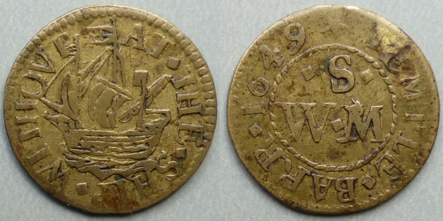 Temple Bar Without, W S (M) AT THE SHIP 1649 farthing